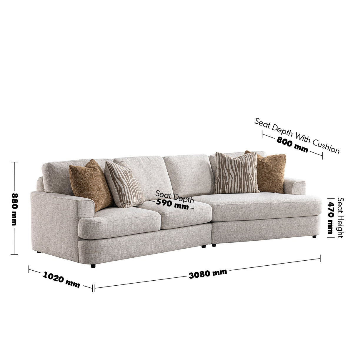 Modern Mixed Weave Fabric Modular L Shape Sectional Sofa 3+L LUCENT