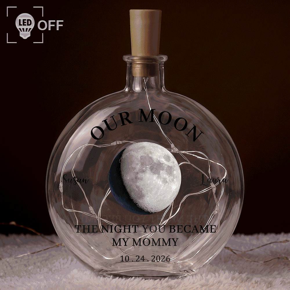 Moon Phase The Beginning Of Our Forever Couple - Personalized Round Flat Bottle Light