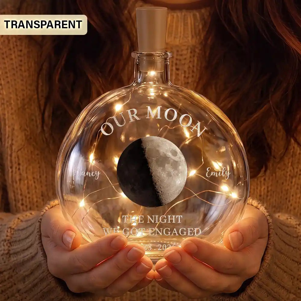Moon Phase The Beginning Of Our Forever Couple - Personalized Round Flat Bottle Light