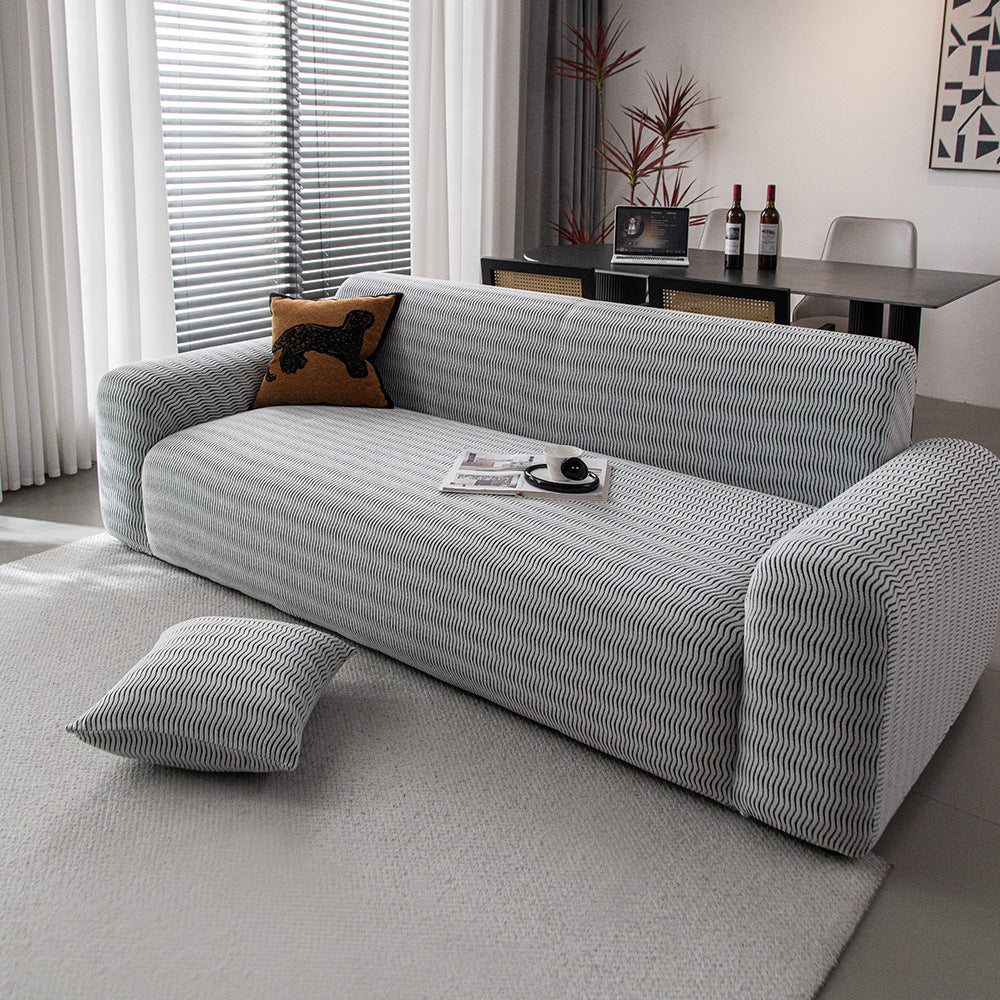 Wave Jacquard Fleece Stretch Sofa Couch Slipcover