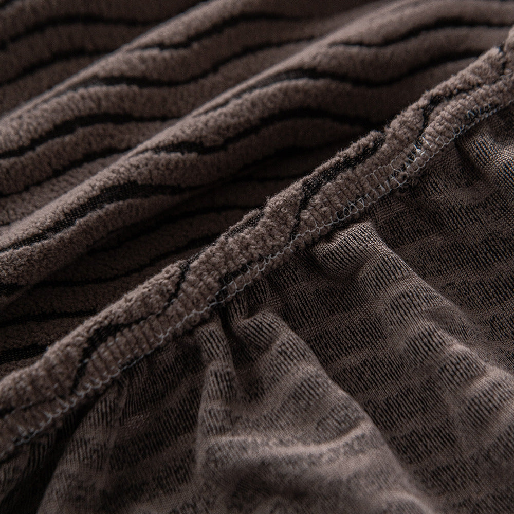 Wave Jacquard Fleece Stretch Sofa Couch Slipcover