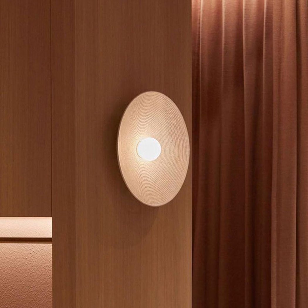 Longleaf Wooden Texture Plate Wall Light In White