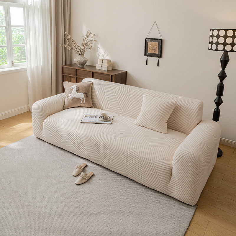 Ribbed Jacquard Velvet Stretch Sofa Couch Slipcover
