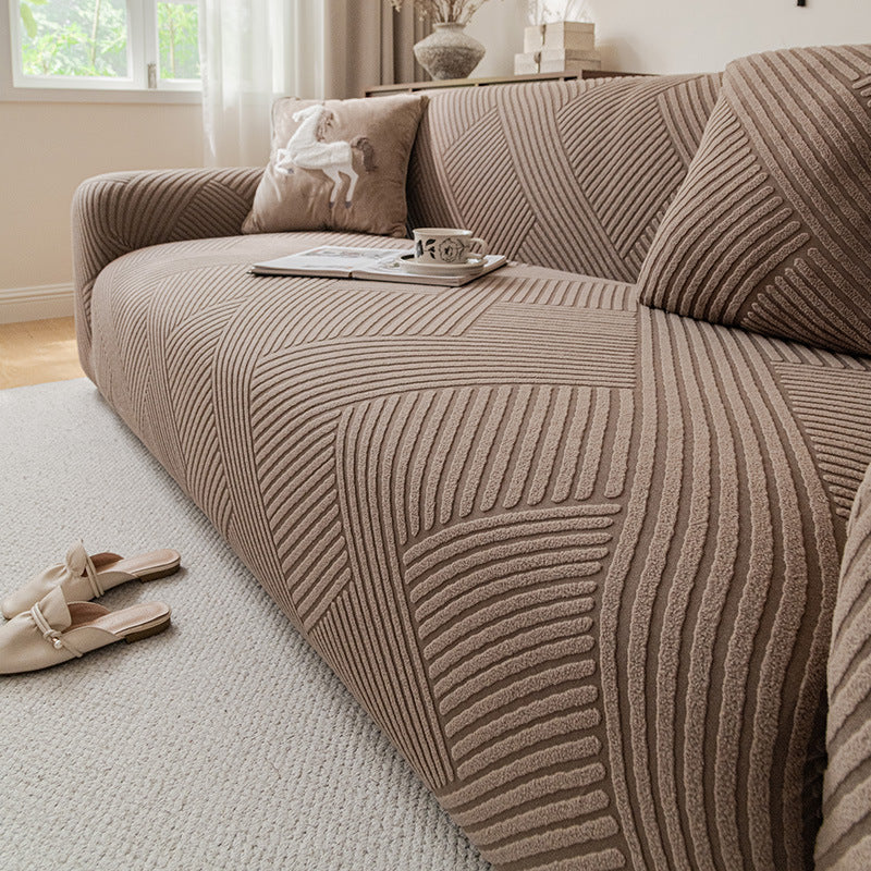 Ribbed Jacquard Velvet Stretch Sofa Couch Slipcover