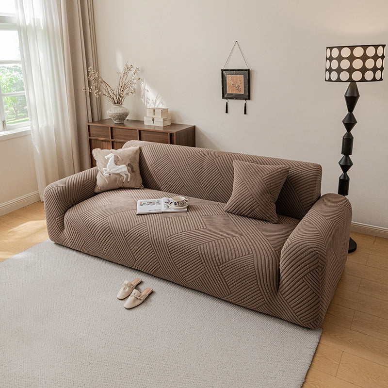 Ribbed Jacquard Velvet Stretch Sofa Couch Slipcover