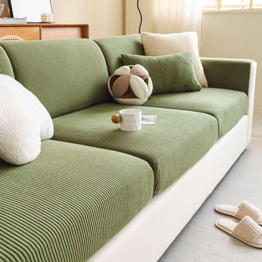 Fine-Ribbed Corduroy Stretch Sofa Cushion Cover Couch Slipcover