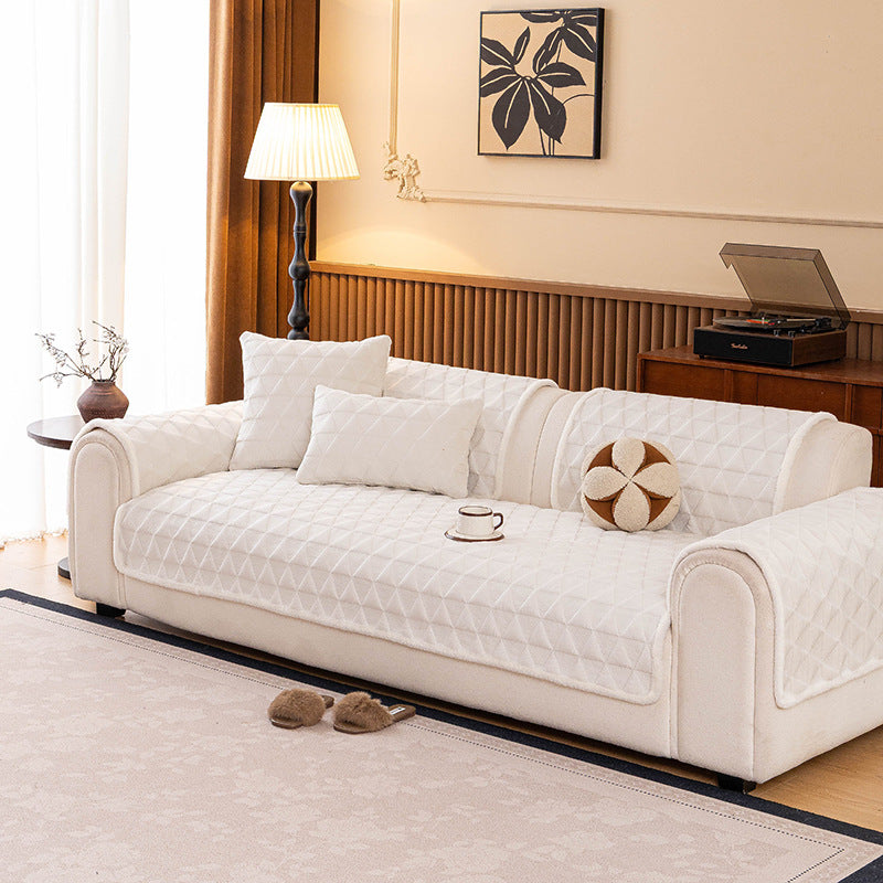 Crystal Velvet Quilted Non-Slip Sofa Mat Couch Protector