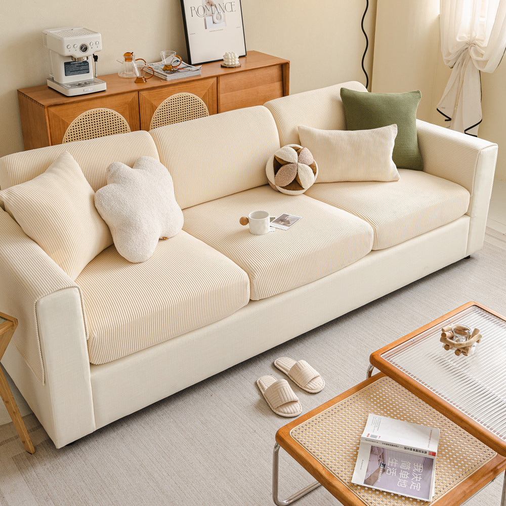 Fine-Ribbed Corduroy Stretch Sofa Cushion Cover Couch Slipcover