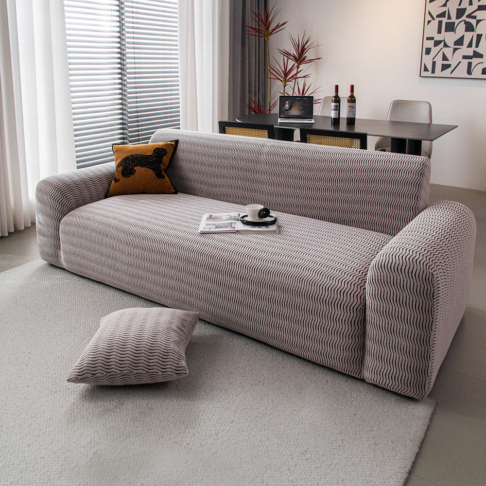 Wave Jacquard Fleece Stretch Sofa Couch Slipcover