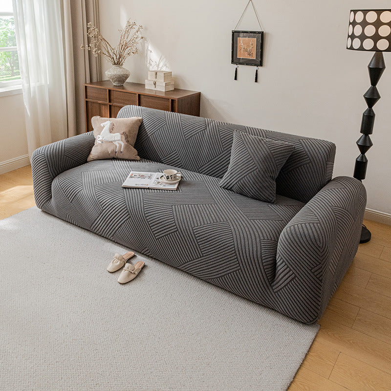 Ribbed Jacquard Velvet Stretch Sofa Couch Slipcover