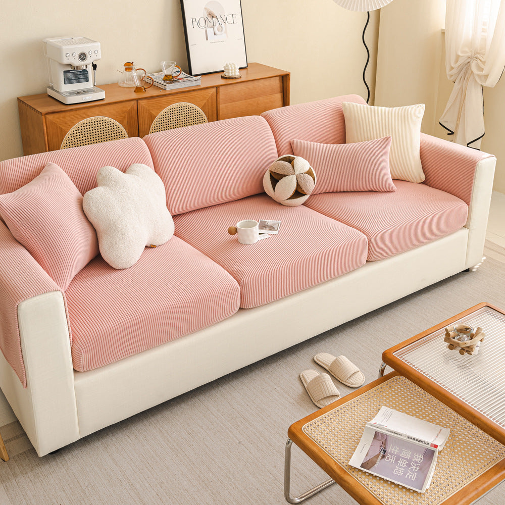 Fine-Ribbed Corduroy Stretch Sofa Cushion Cover Couch Slipcover