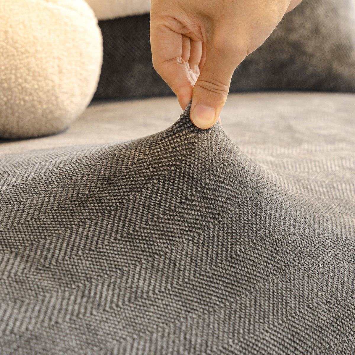 Herringbone Chenille High-Stretch Sofa Couch Slipcover