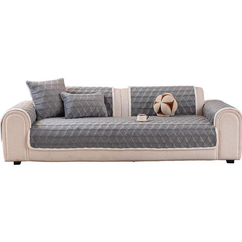 Crystal Velvet Quilted Non-Slip Sofa Mat Couch Protector