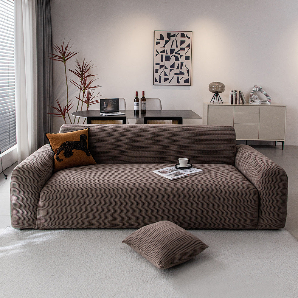 Wave Jacquard Fleece Stretch Sofa Couch Slipcover