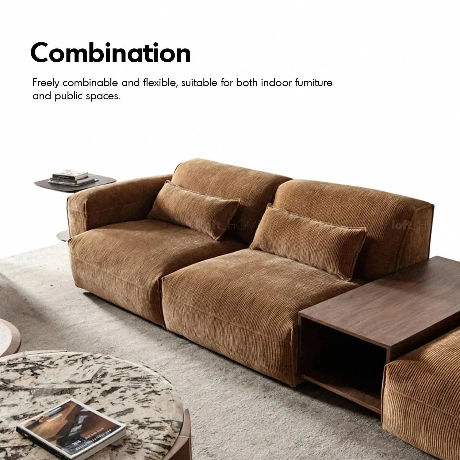 Modern Corduroy Velvet Fabric Modular Armless 1 Seater Sofa OPERA