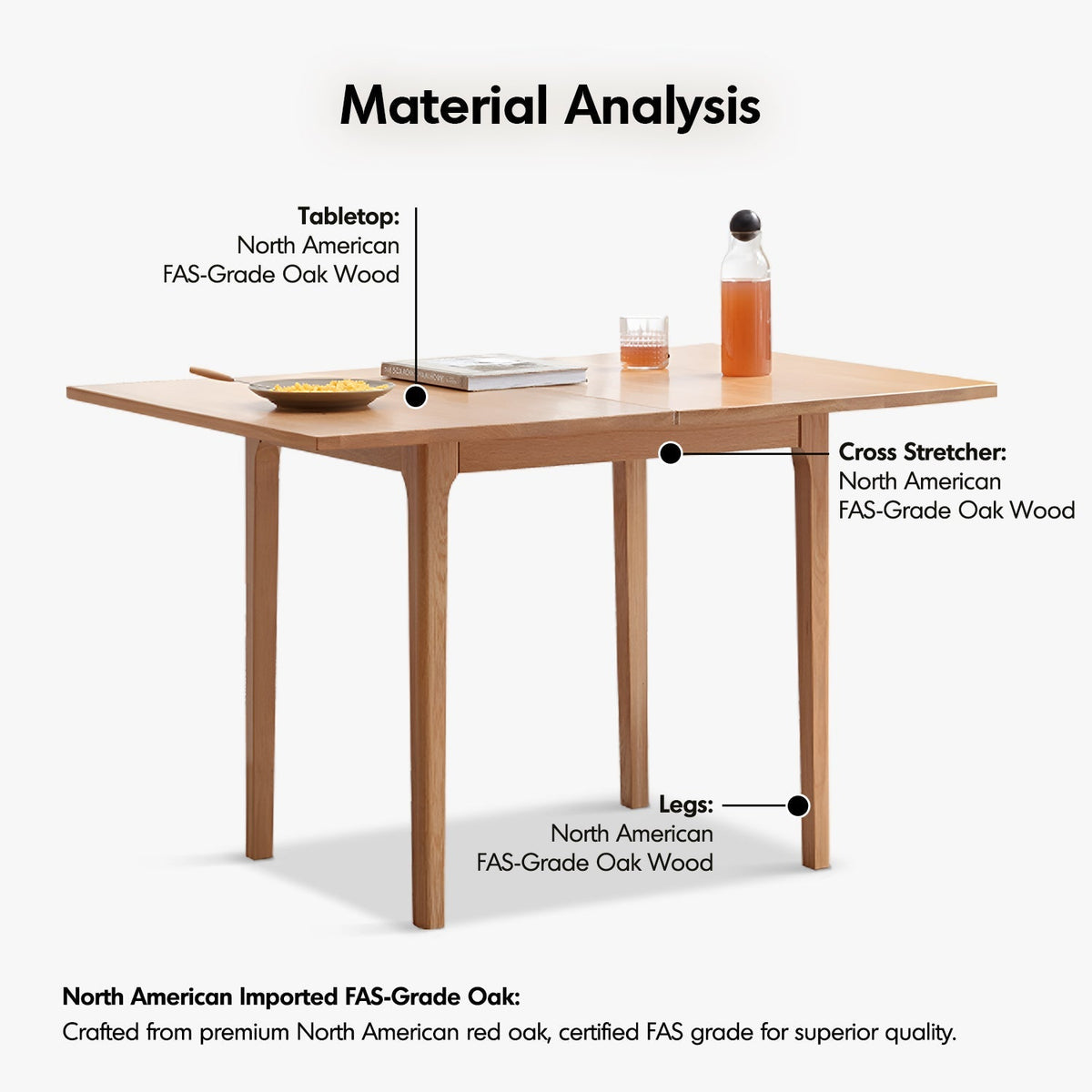 Scandinavian Oak Wood Extendable Dining Table PRIVOT