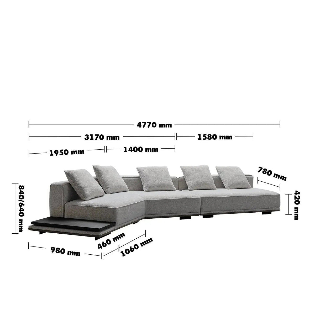 Minimalist Mixed Weave Fabric Modular L Shape Sectional Sofa ELEGANZA 3+L
