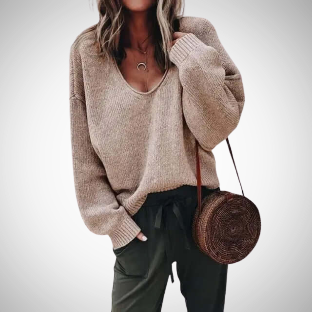 Jessica Loose Knit V-Neck Jumper for Women