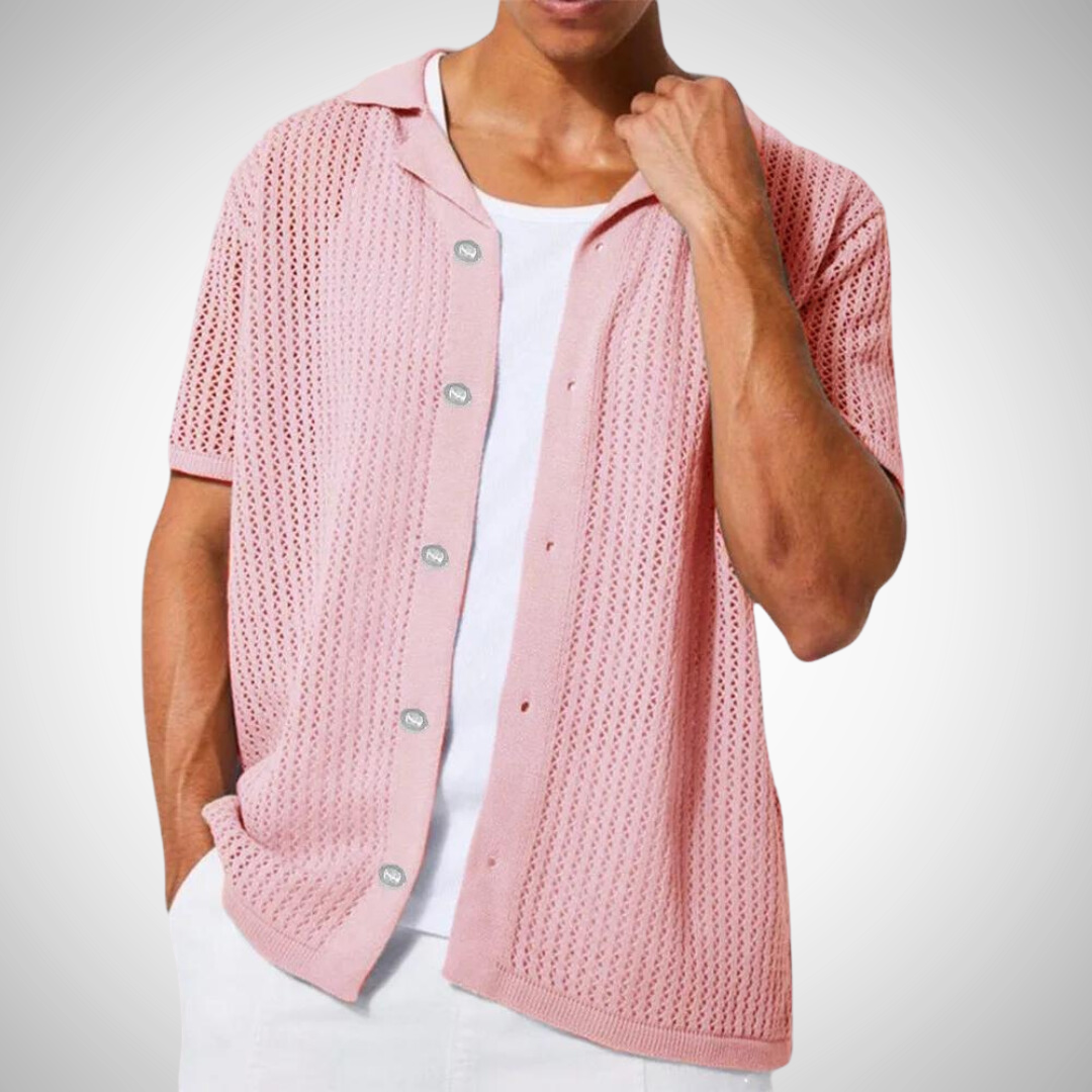 Shaun Mesh Placket Button Up Polo for Men