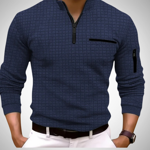Noel Men's Modern Long-Sleeve Polo Shirt