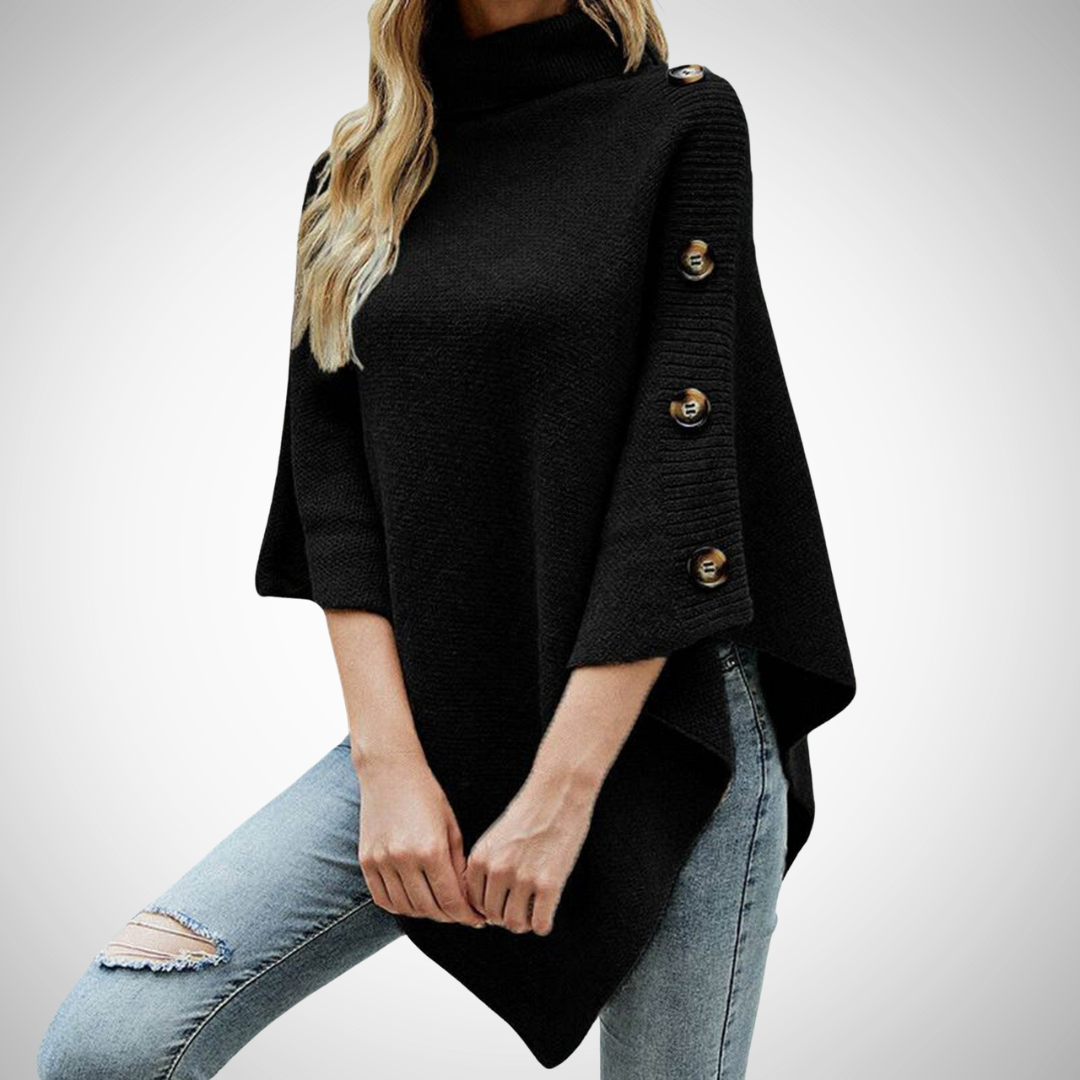 Isabella Button-Detail Knit Poncho for Women