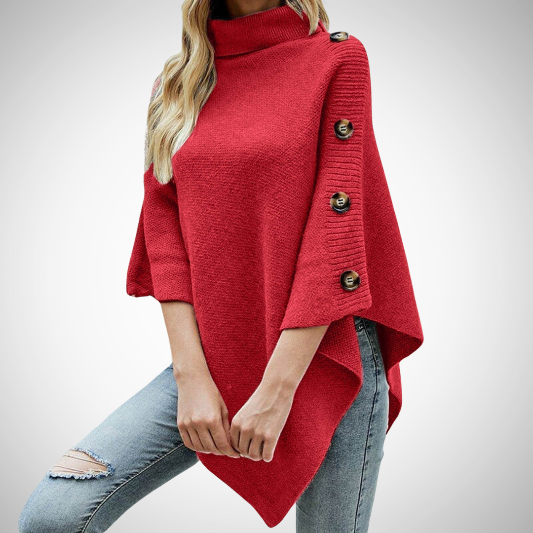 Isabella Button-Detail Knit Poncho for Women