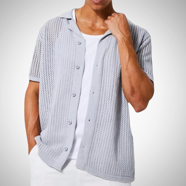 Shaun Mesh Placket Button Up Polo