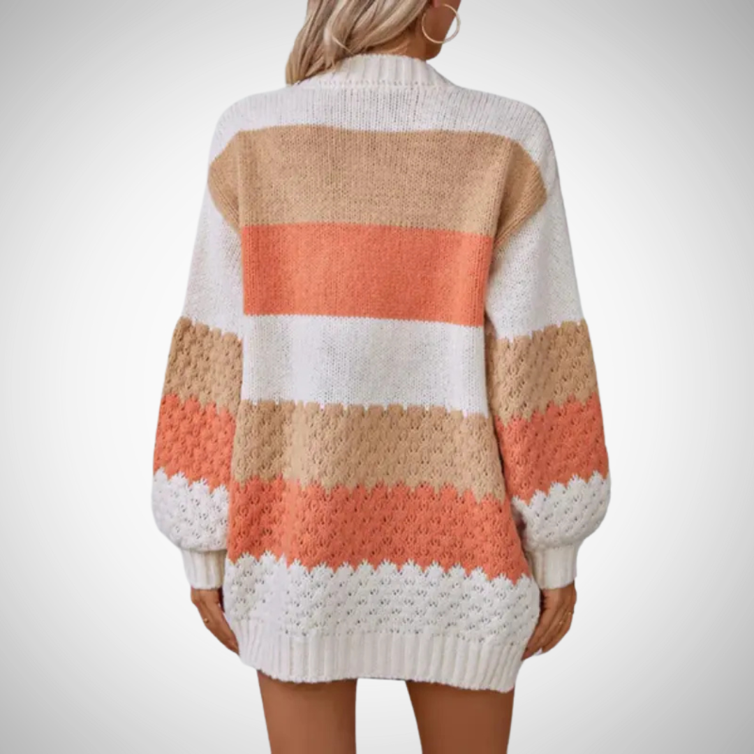 Cardigan de printemps rayé confortable Pia pour femme