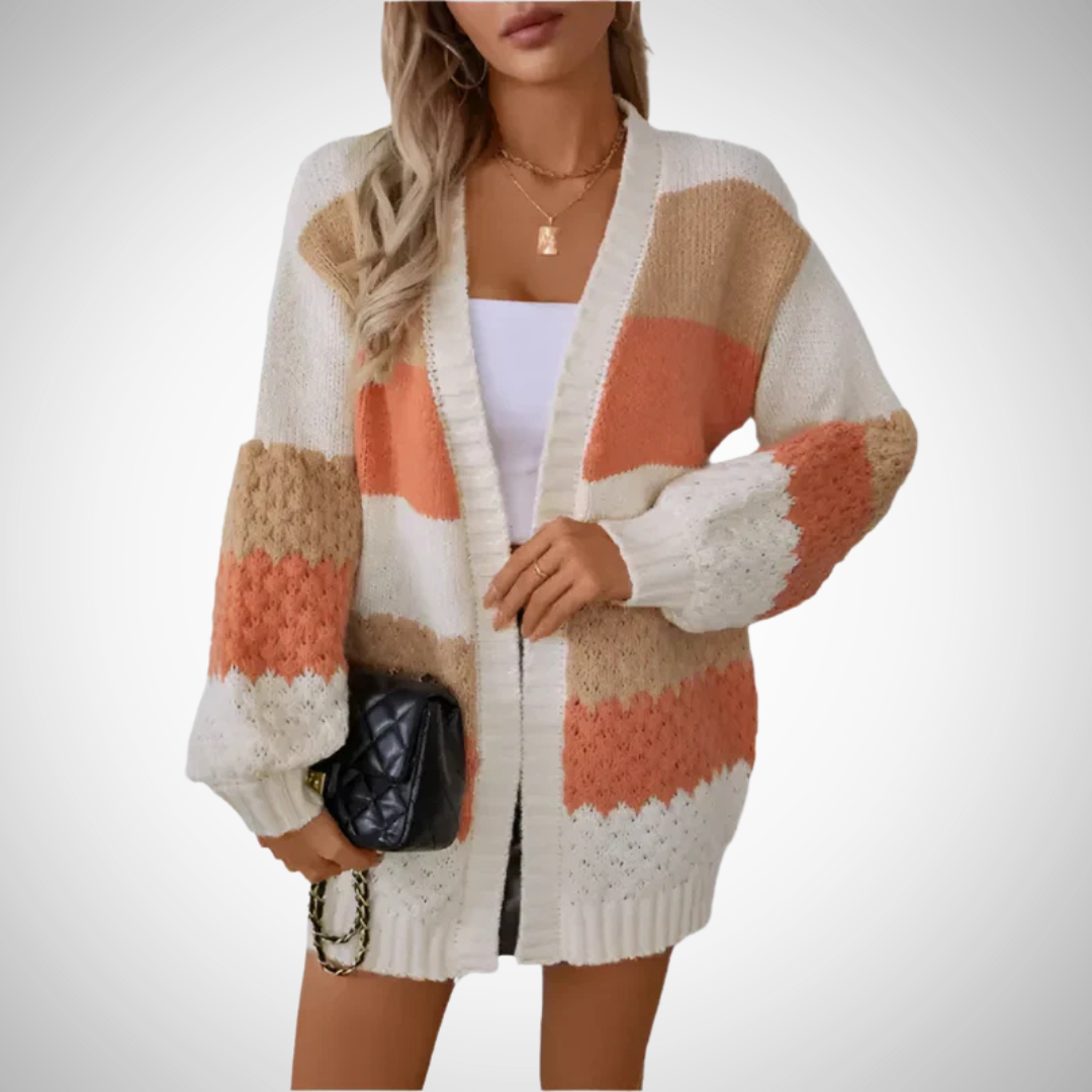 Cardigan de printemps rayé confortable Pia pour femme