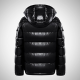Rupert Men's Black Glossy Hooded Puffer Jacket - Insulated Winter Coat