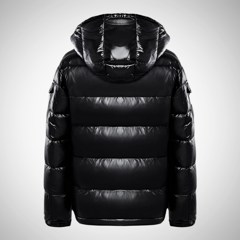 Rupert Men's Black Glossy Hooded Puffer Jacket - Insulated Winter Coat