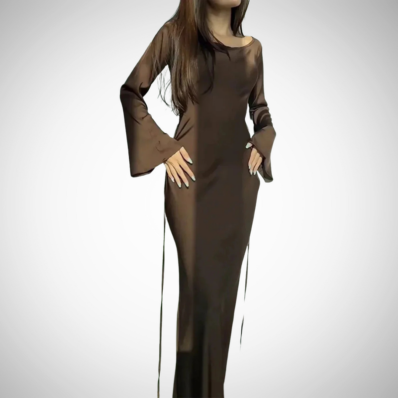 Naomi Long Sleeve Satin Gown - Elegant Formal Evening/Wedding Dress