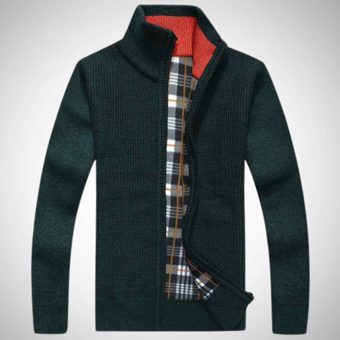 Glen Zip-up Cardigan Sweater for Men
