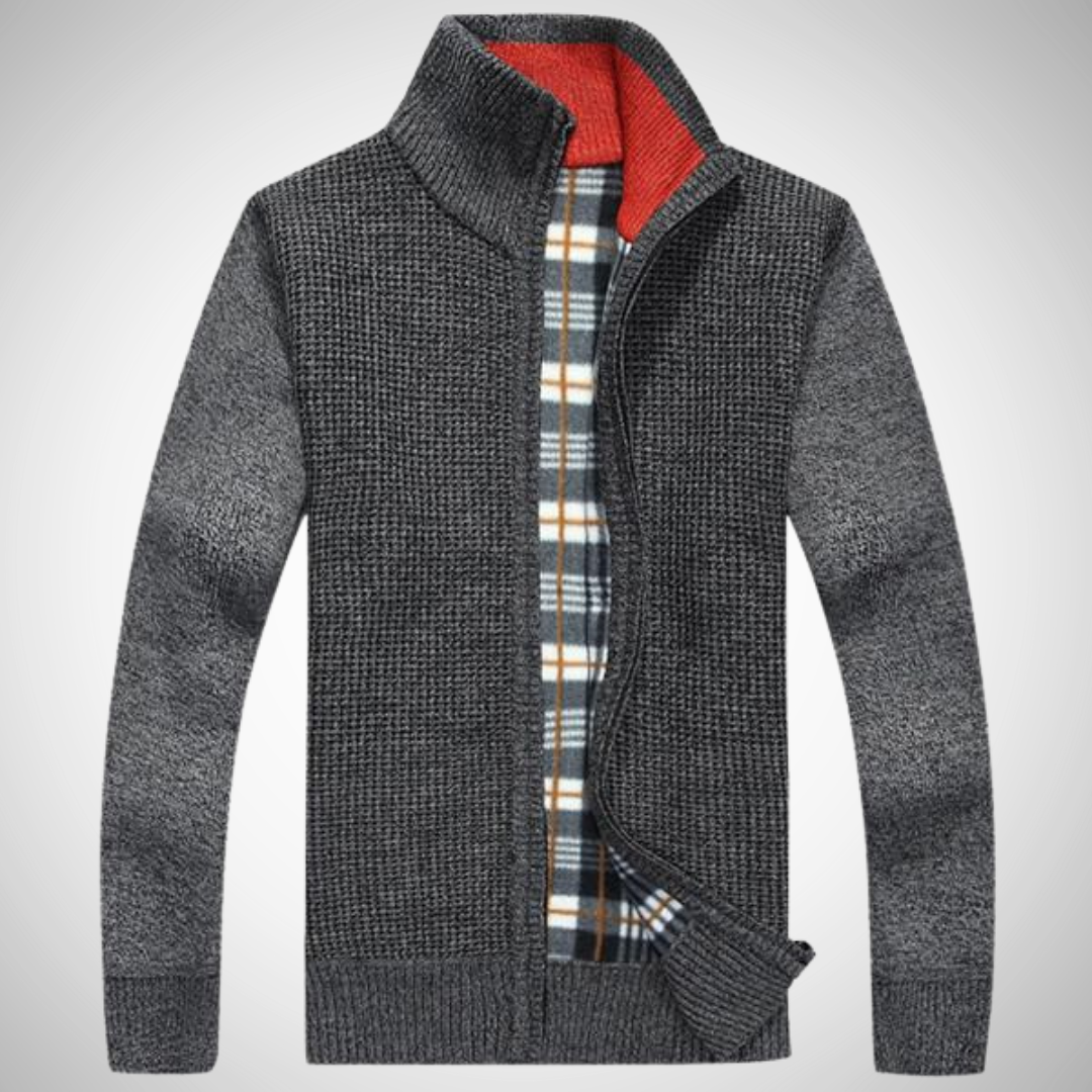 Glen Zip-up Cardigan Sweater for Men