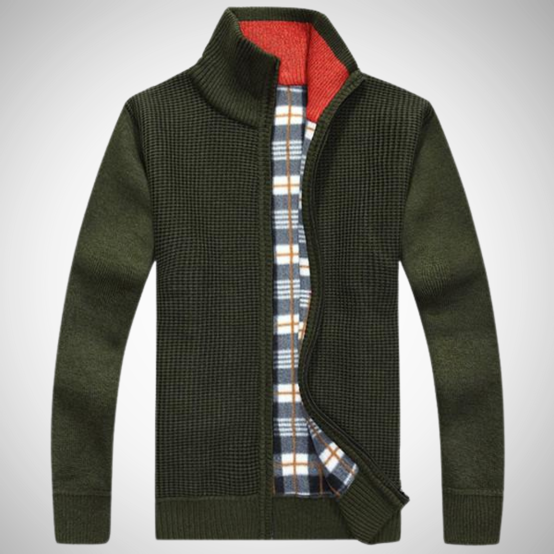Glen Zip-up Cardigan Sweater for Men