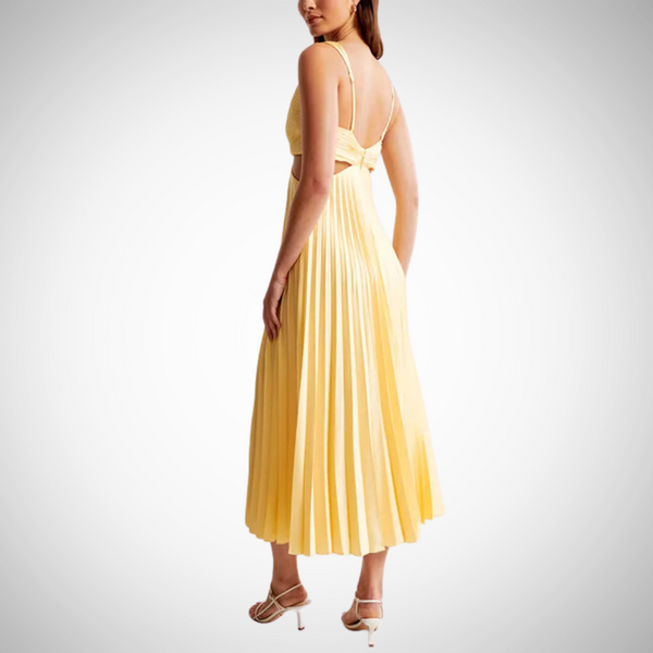 Jasmine V-Neck Cut-Out Pleated Maxi Dress for Women