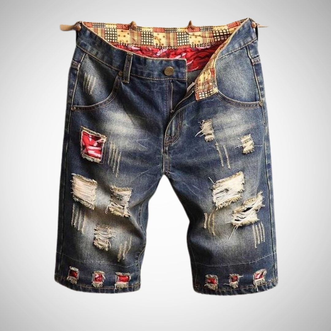 Matthew Ripped Bermuda Denim Shorts for Men