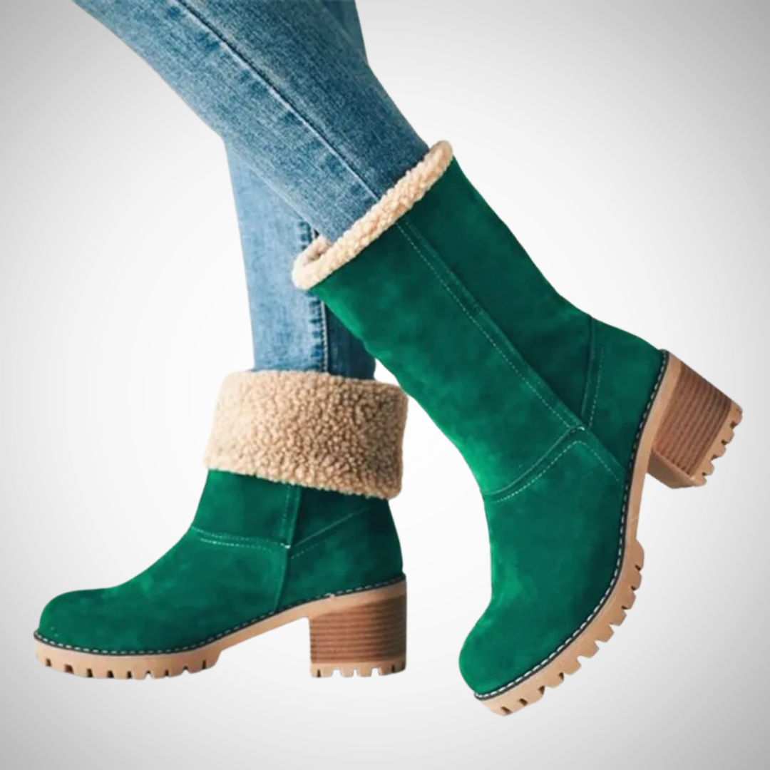 Bottines Raisa en daim chaudes et confortables à talon pour femme | Idéales pour l'automne