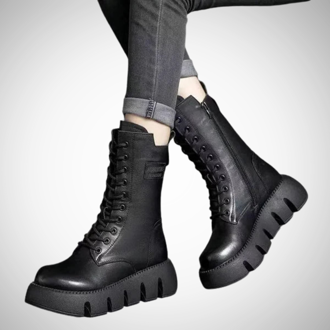 Lena Vegan Leather Platform Ankle Boots with Zipper for Women | Perfect for Casual Days