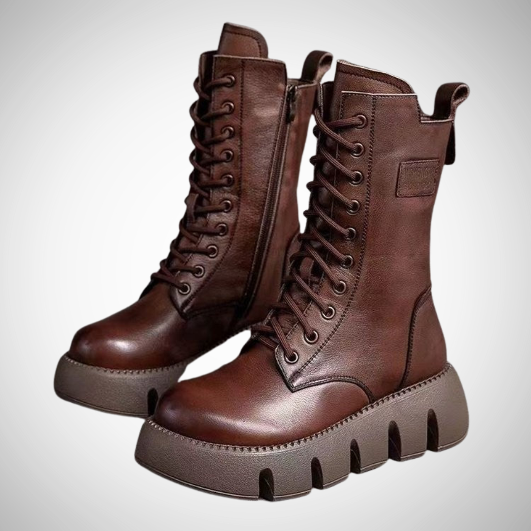 Lena Vegan Leather Platform Ankle Boots with Zipper for Women | Perfect for Casual Days