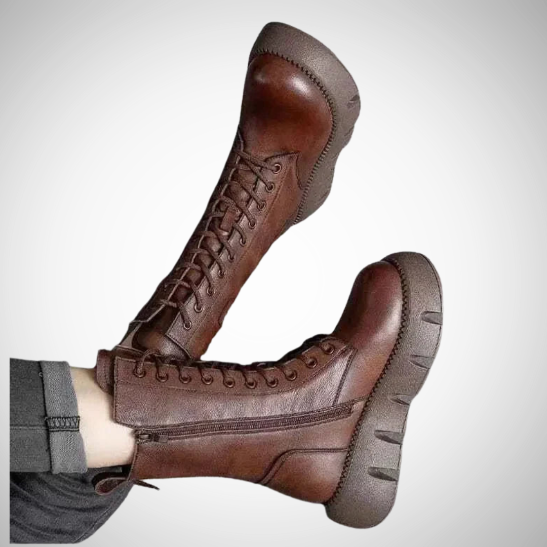 Bottines à plateforme Lena en cuir vegan avec fermeture éclair pour femme | Idéales pour les journées décontractées