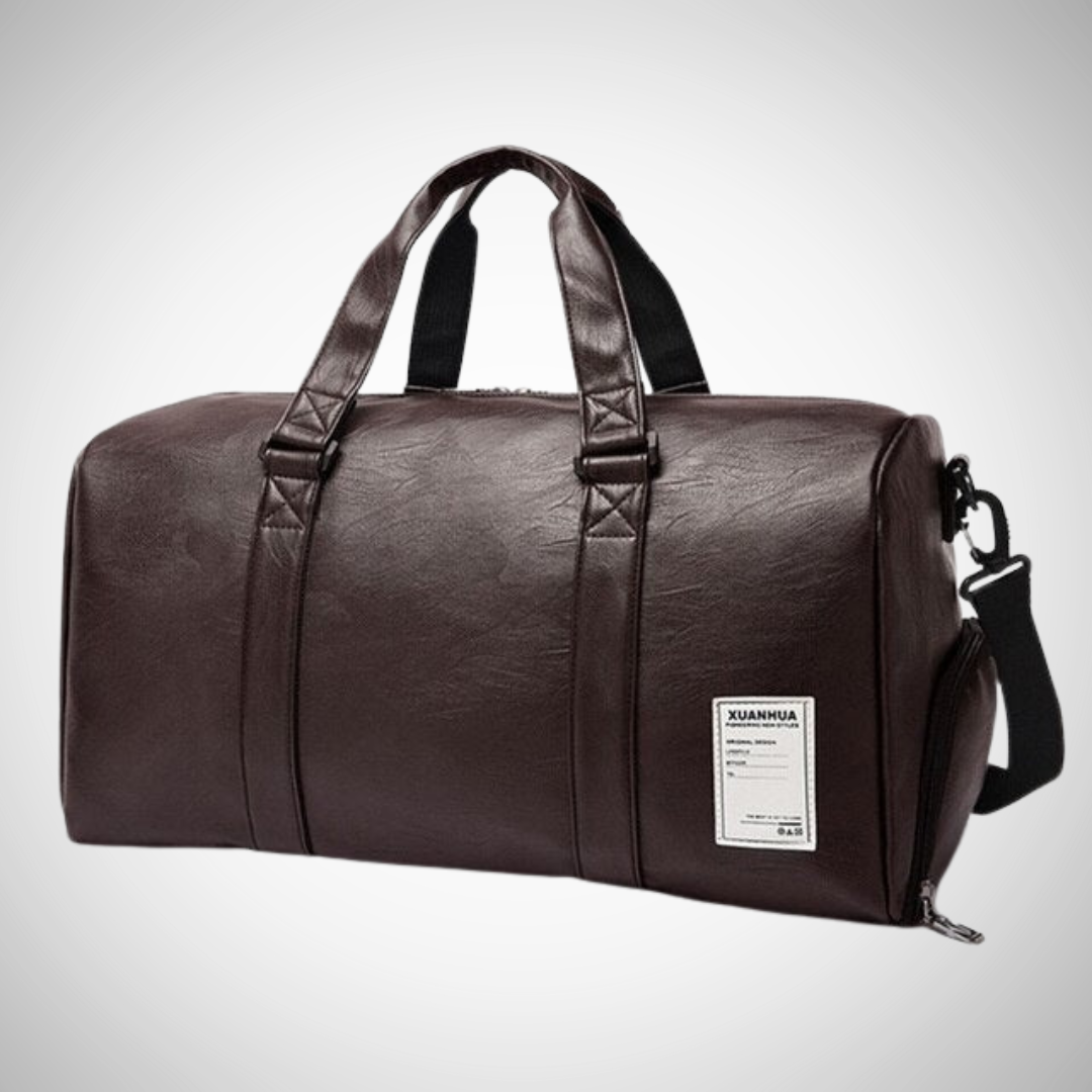 Stefan Leather Travel Gym Bag for Men
