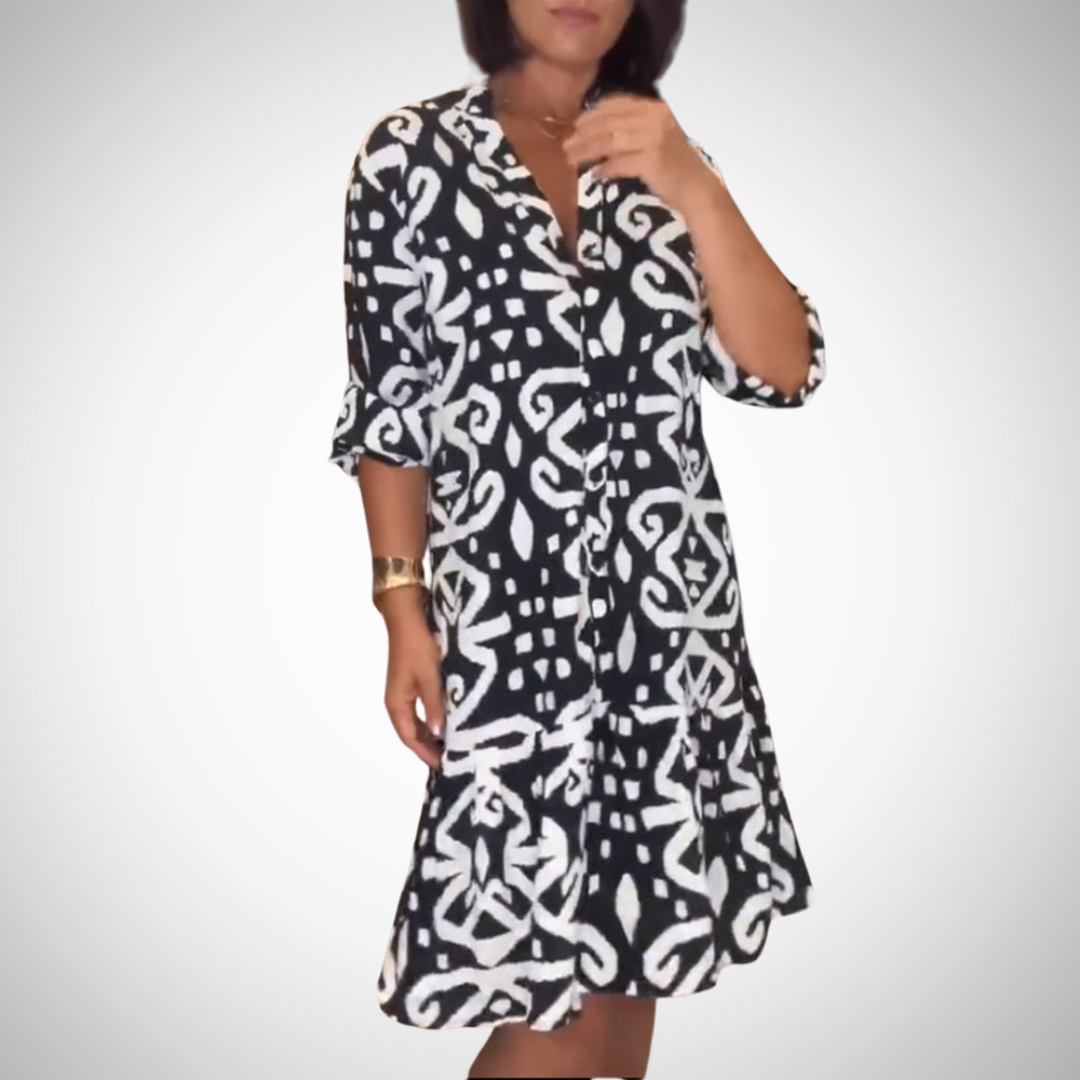 Robe trapèze à col en V Jenela pour femme