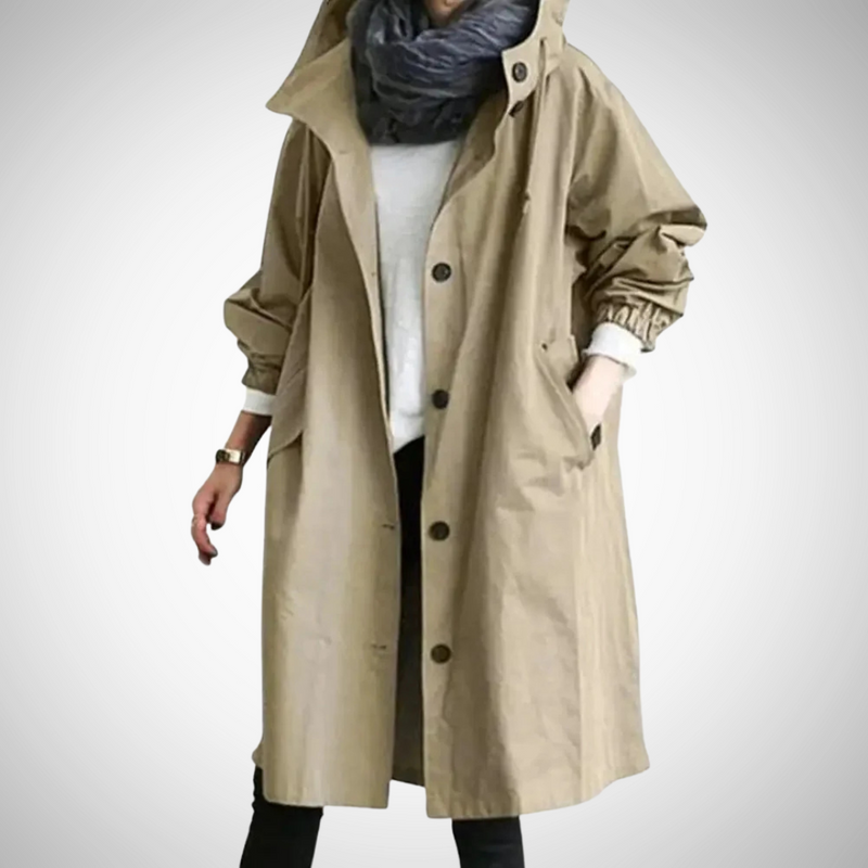 Nora Oversized Women's Waterproof Hooded Raincoat - Stylish, Lightweight, Breathable
