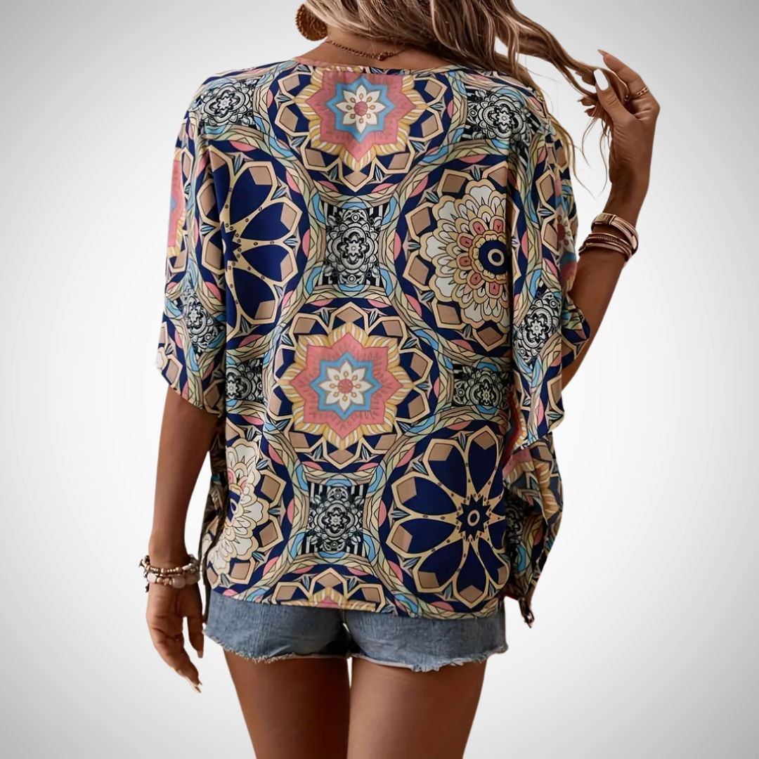 Irene Floral V-Neck Blouse for Women