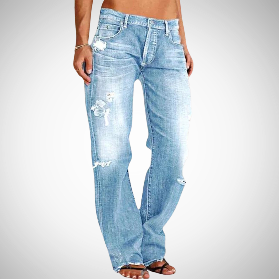 Milo Light-Wash Distressed Men's Low-Rise Casual Jeans - Summer Trend