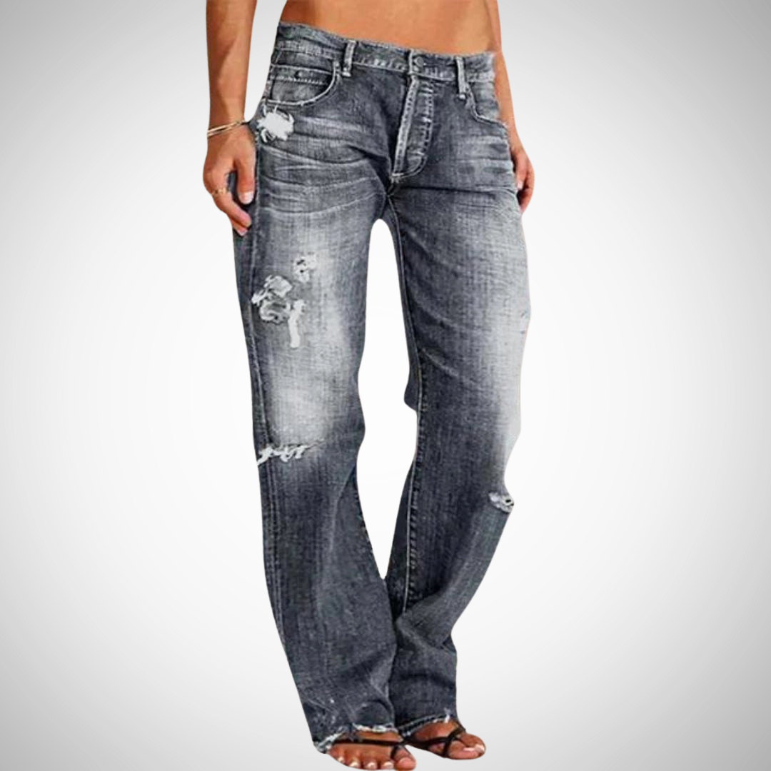 Milo Light-Wash Distressed Men's Low-Rise Casual Jeans - Summer Trend