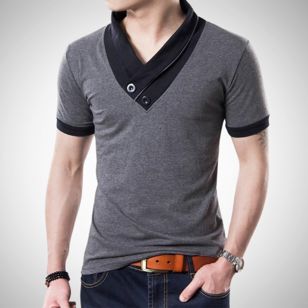 Adrian Short Sleeve V Neck Button Tee