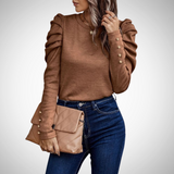 Analyn Puff Sleeve Knit Sweater for Women