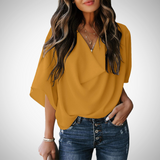 Tamara Casual V-Neck Patchwork Top